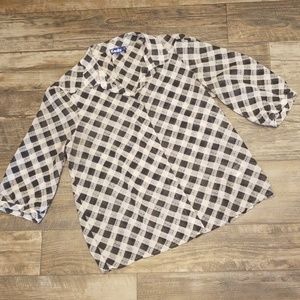 Keds Black and Light Gray Checkered Blouse